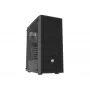 Caja de PC Fury Shobo SH8F Midi Tower — negra, con ventana, sin fuente de alimentación, 2×USB 3.0, 1×USB 2.0, 2×Audio, incluye 4 ventiladores de 120mm