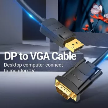 Cable DP a VGA 2M/SCHWARZ Hblbh Vention