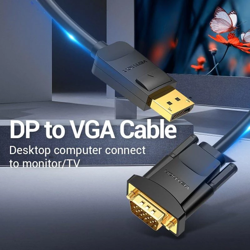 Cable DP a VGA 2M/SCHWARZ Hblbh Vention