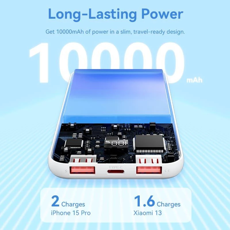 Power bank USB 10000MAH 22.5W/NEGRO FHKB0 Vention