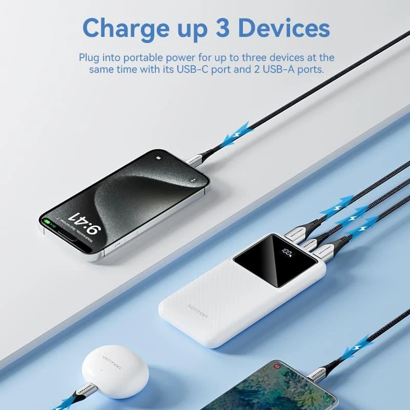 Power bank USB 10000MAH 22.5W/NEGRO FHKB0 Vention