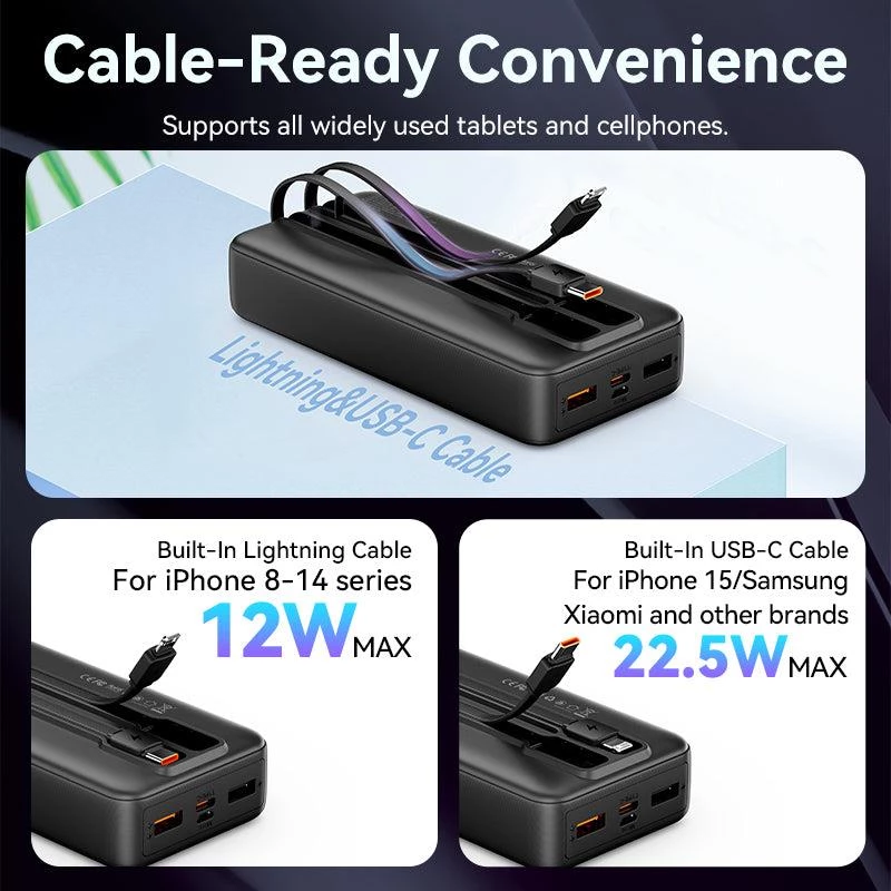 Power bank USB 20000MAH 22.5W/NEGRO FHPB0 Vention
