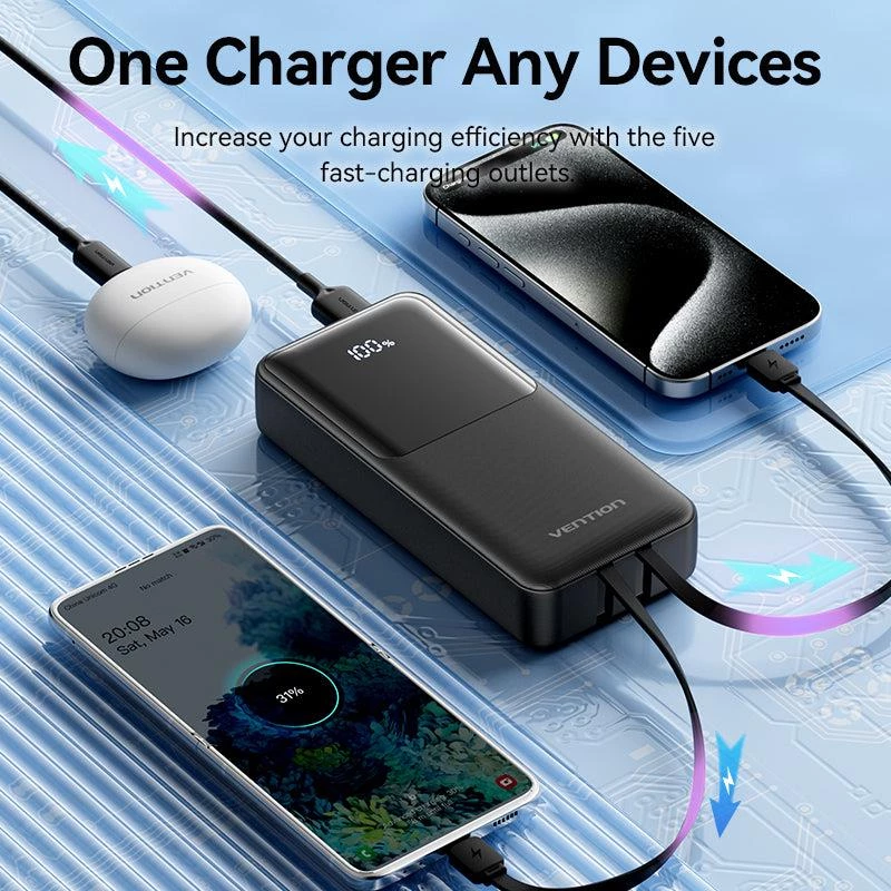 Power bank USB 20000MAH 22.5W/BLANCO FHPW0 Vention