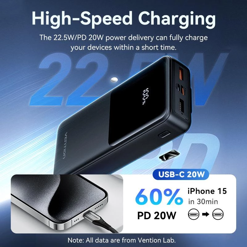 Power bank USB 20000MAH 22.5W/BLANCO FHPW0 Vention