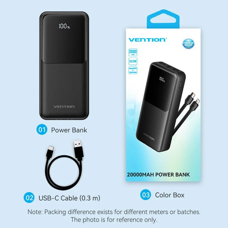 Power bank USB 20000MAH 22.5W/BLANCO FHPW0 Vention