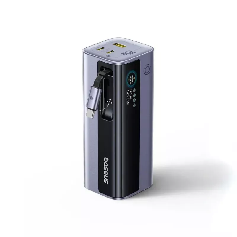 Baseus EnerGeek GR11 Power bank 20000 mAh 145W, cable USB-C retráctil, gris