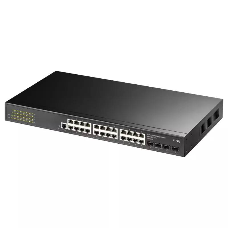 Switch Ethernet Gigabit L2 gestionado Cudy GS2008S2 con 8 puertos RJ-45 10/100/1000 y 2 SFP, montaje en rack 1U, Negro