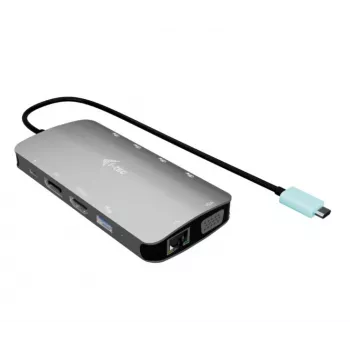 Docking station ITEC i-tec USB-C Metal Nano 3x Display (DP, HDMI, VGA) con Power Delivery 100 W, 4x USB-A, Gigabit Ethernet