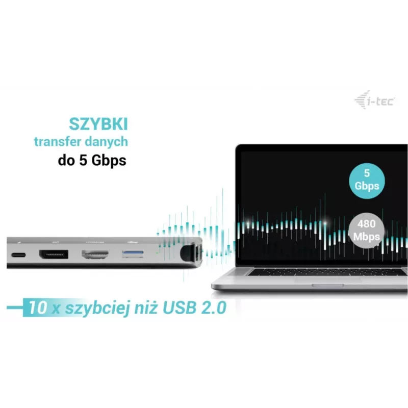 Docking station ITEC i-tec USB-C Metal Nano 3x Display (DP, HDMI, VGA) con Power Delivery 100 W, 4x USB-A, Gigabit Ethernet