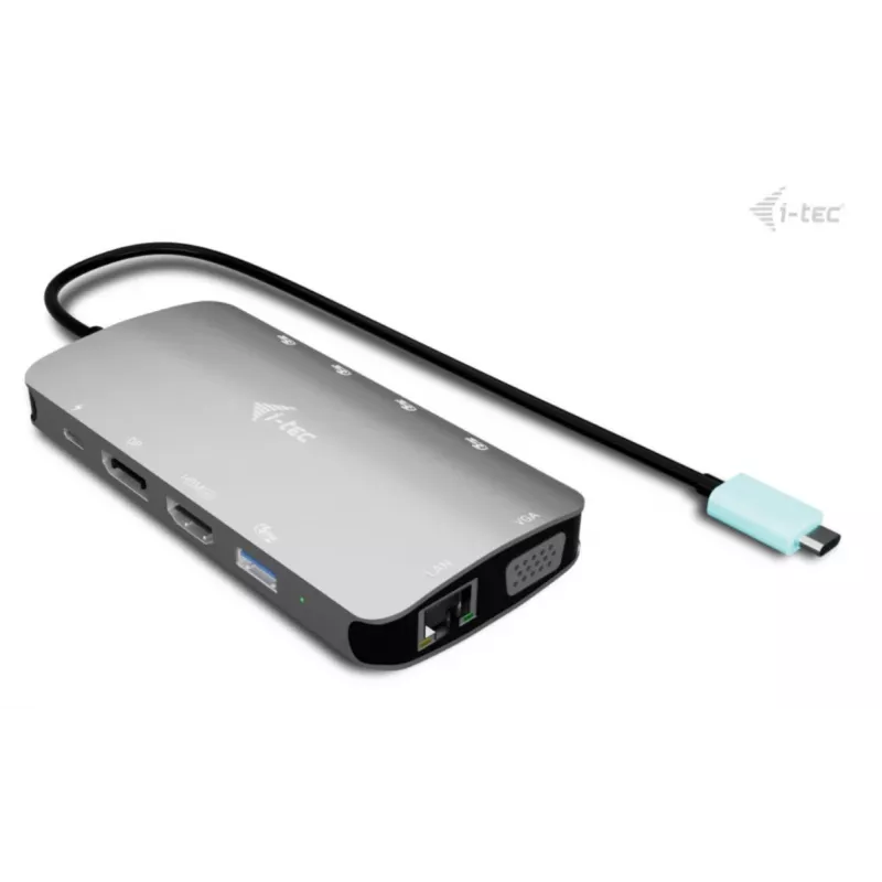 Docking station ITEC i-tec USB-C Metal Nano 3x Display (DP, HDMI, VGA) con Power Delivery 100 W, 4x USB-A, Gigabit Ethernet