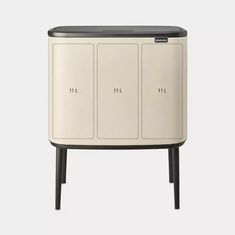 Cubo de basura con pedal Brabantia Bo Touch Bin 33 L 3 cubos beige ancho 540 mm fondo 312 mm alto 680 mm