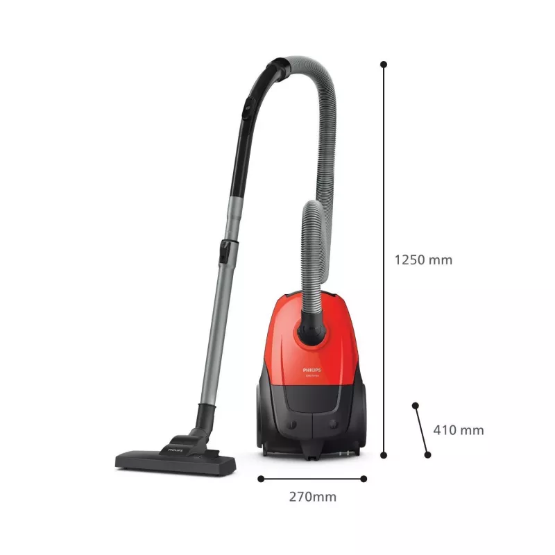 Aspirador de suelo Philips 1000 Series XD1111/10, 800 W, limpieza en seco, bolsa de polvo 3 L, HEPA, 77 dB