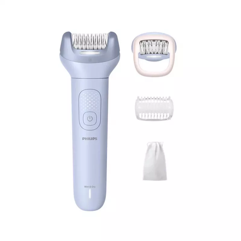 Depiladora Philips 8000 Series BRE708/00 — inalámbrica húmedo y seco, 32 pinzas, 2 velocidades, azul