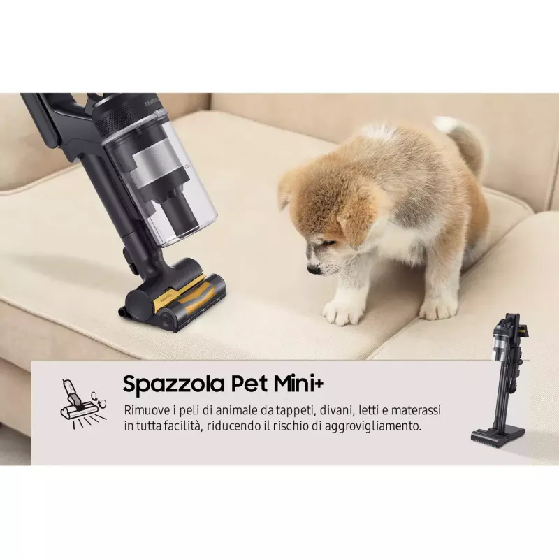 Aspirador de escoba Samsung VS20C9554TK — batería de litio, 580 W, sin bolsa 0,8 l, ciclónico, negro