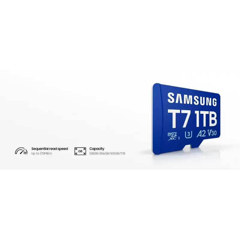 Tarjeta microSDXC Samsung T7 256 GB UHS-I U3 V30 lectura 170 MB/s azul