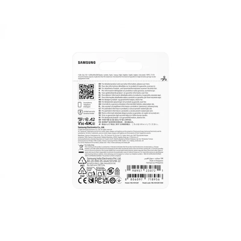 Tarjeta de memoria MB-MH128T/WW T9 microSD 128GB