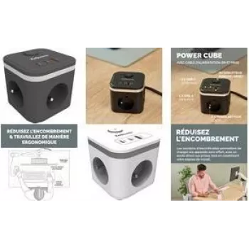 Cubo de enchufes Fellowes Power Cube, Type E, negro - para el mercado: F - 1 ud. (100137169)
