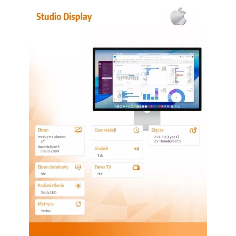 Monitor Apple Studio Display (cristal estándar) con pie reclinable y regulable en altura