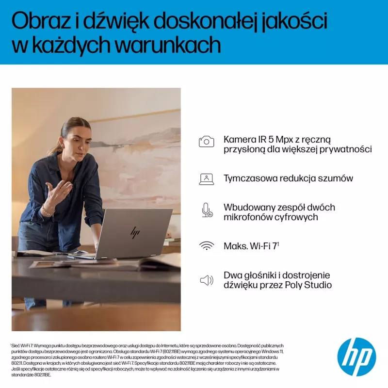Portátil 2 en 1 HP OmniBook X Flip NG AI 16-as0003nw, pantalla táctil OLED 3K de 16 inch, 32GB RAM, 1TB SSD, Windows 11 Home, Ultra 7 258V, Glacier Silver