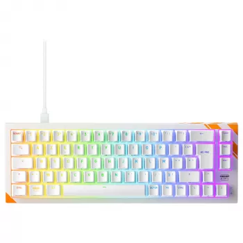 Teclado gaming mecánico Cherry K5 Pro TMR Compact 65% AZERTY RGB con cable USB naranja blanco