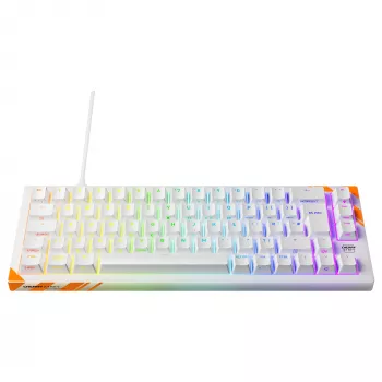 Teclado gaming mecánico Cherry K5 Pro TMR Compact — 65% QWERTY USB con cable, RGB, interruptor magnético, naranja/blanco