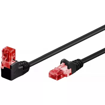 Cable de red GOOBAY Cat6 0,25 m, U/UTP, RJ-45 a RJ-45, acodado 90°, negro