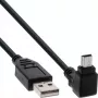 Cable InLine USB 2.0 conector macho USB A a conector macho Mini-USB B, conectores acodados 90° hacia arriba, 1,5 m, negro