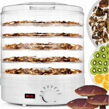 Extralink Home Deshidratador grande de alimentos para setas, frutas, verduras y hierbas Pro potente 500W + 5 bandejas 27cm blanco