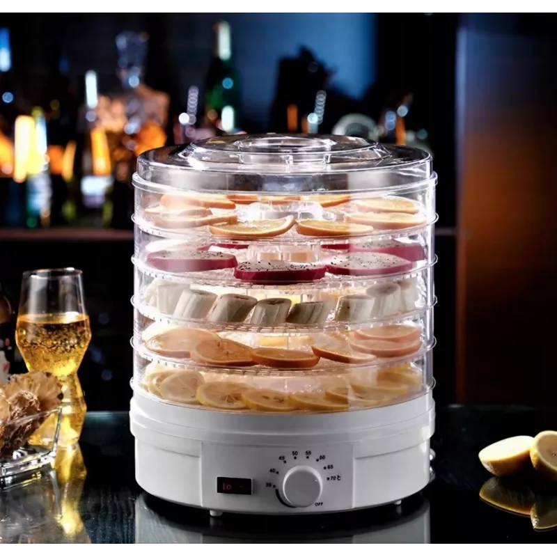 Extralink Home Deshidratador grande de alimentos para setas, frutas, verduras y hierbas Pro potente 500W + 5 bandejas 27cm blanco
