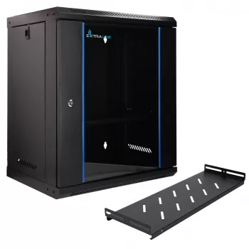 Extralink Lite 12U 530X400 Armario rack de pared negro con balda