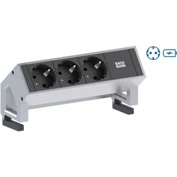 BACHMANN DESK2 1x toma schuko 1x cargador USB Acero inoxidable (902.5712)