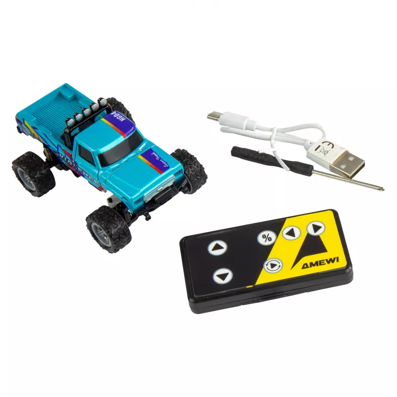 Monster Truck RC Amewi DieCast 1:64 RTR Blue – escala diecast 1:64, listo para usar
