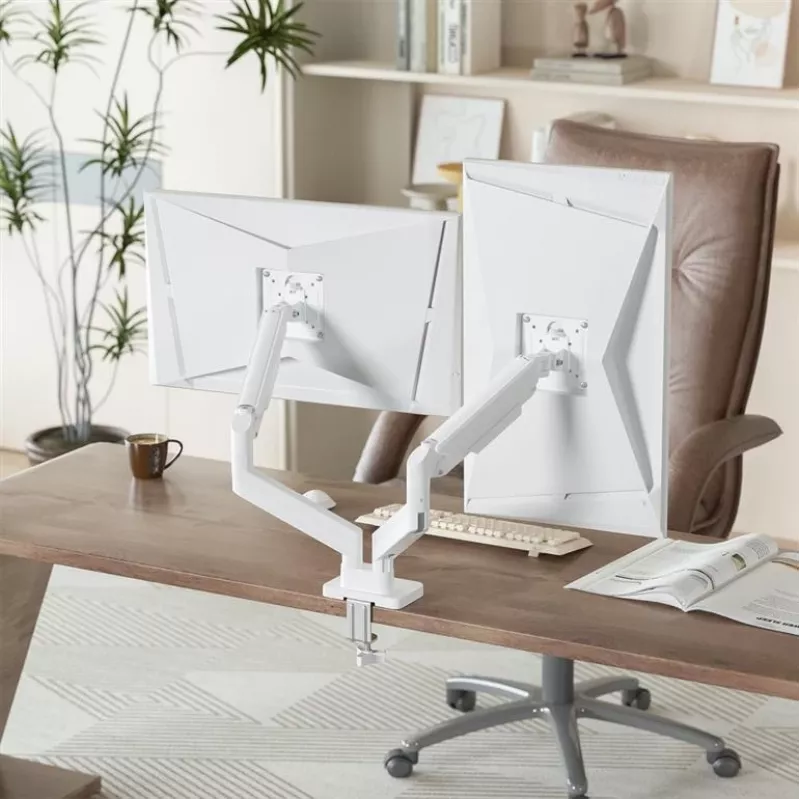 Soporte para monitor GEMBIRD MA-DA2-06-W para pantallas de 17–32 pulgadas, montaje en pinza de mesa/barra, blanco