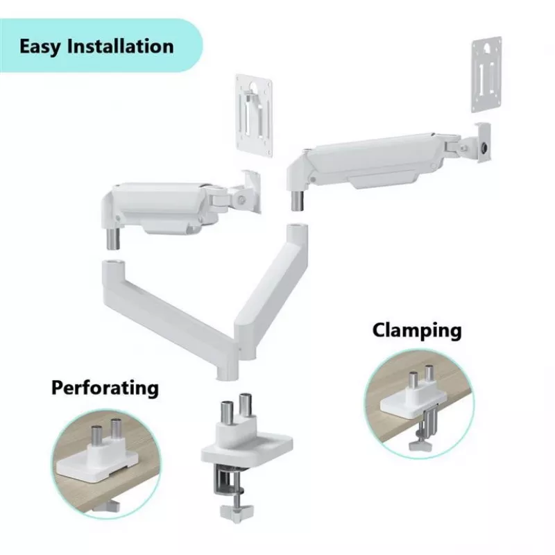 Soporte para monitor GEMBIRD MA-DA2-06-W para pantallas de 17–32 pulgadas, montaje en pinza de mesa/barra, blanco