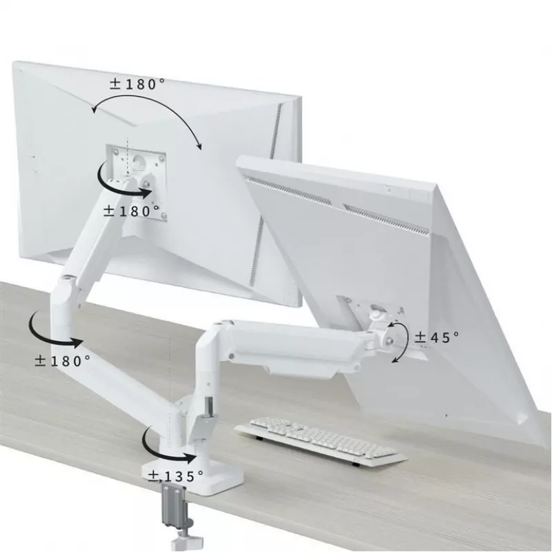 Soporte para monitor GEMBIRD MA-DA2-06-W para pantallas de 17–32 pulgadas, montaje en pinza de mesa/barra, blanco