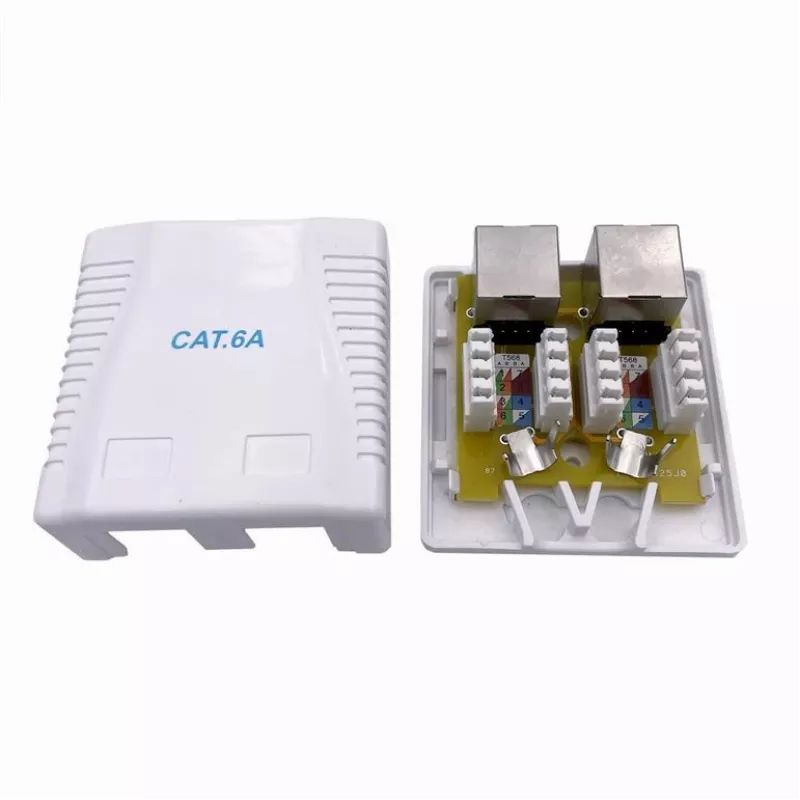 Toma de red blindada de pared GEMBIRD 2×RJ45 Cat6A FTP
