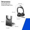 Auriculares HP Poly Voyager Focus 2-M USB-C-C con adaptador USB-C/A y base de carga Poly+ 3 años