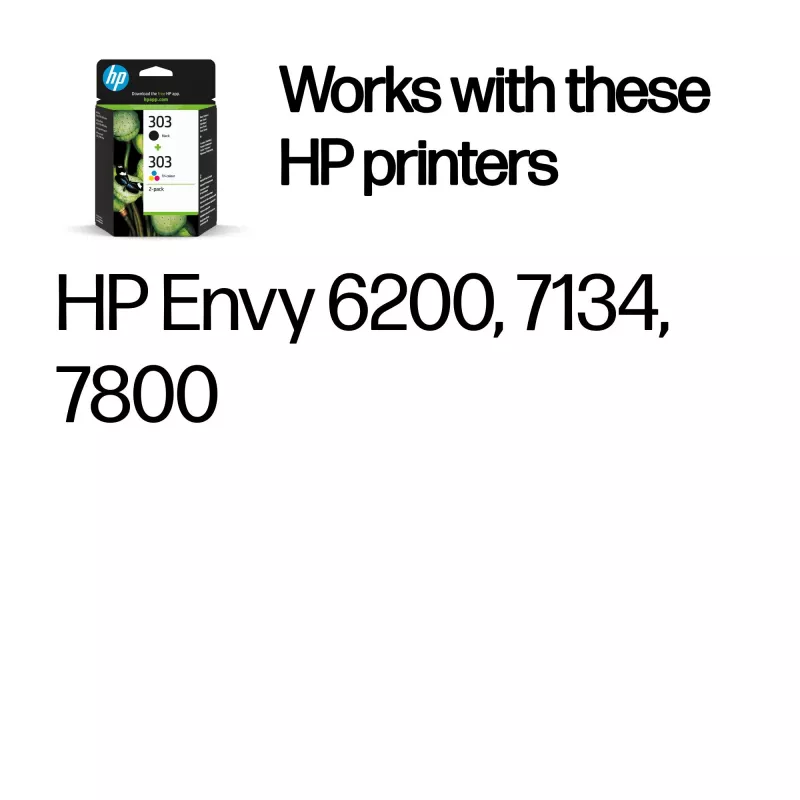 HP 303 pack de 2 cartuchos de tinta originales negro/tricolor, rendimiento estándar, negro, cian, magenta, amarillo, tinta pigmentada, tinta colorante, 4 ml, 4 ml