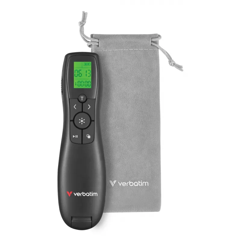 Presentador inalámbrico Verbatim Keynote con pantalla LCD, RF, USB, 30 m, negro