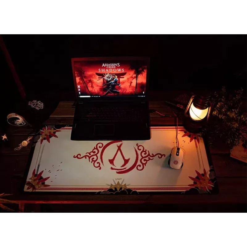 Alfombrilla de ratón Lexip X Ubisoft - Assassin's Creed - Shadows XXL, negra, dorada, roja, blanca, con imagen, base antideslizante, alfombrilla gaming