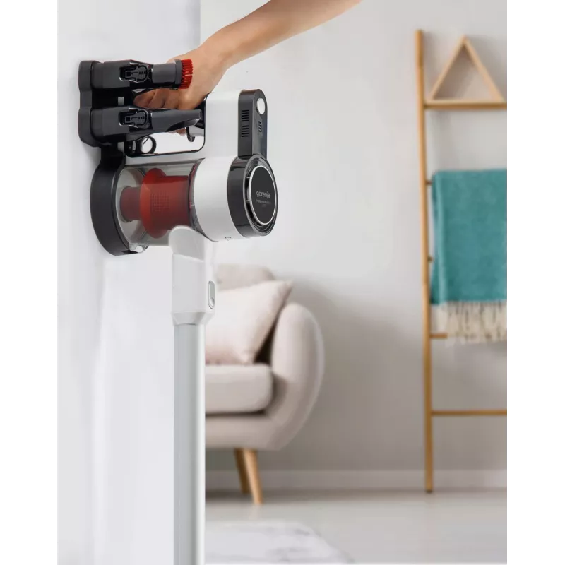 Gorenje SVC216FMLW aspirador de escoba de batería en seco HEPA sin bolsa 0,5 l 135 W negro, blanco