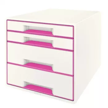 Leitz cajonera WOW Cube 4 niveles, 4 cajones, plástico, rosa, blanco, 1 ud., 287 mm, 270 mm