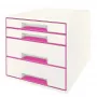 Leitz cajonera WOW Cube 4 niveles, 4 cajones, plástico, rosa, blanco, 1 ud., 287 mm, 270 mm
