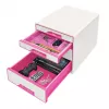 Leitz cajonera WOW Cube 4 niveles, 4 cajones, plástico, rosa, blanco, 1 ud., 287 mm, 270 mm
