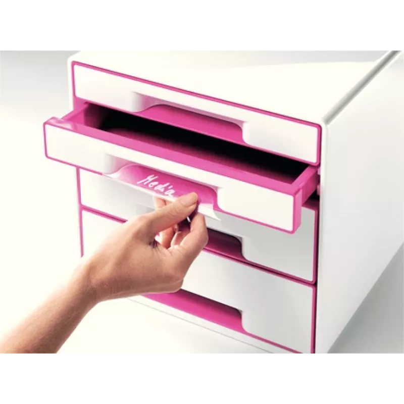 Leitz cajonera WOW Cube 4 niveles, 4 cajones, plástico, rosa, blanco, 1 ud., 287 mm, 270 mm