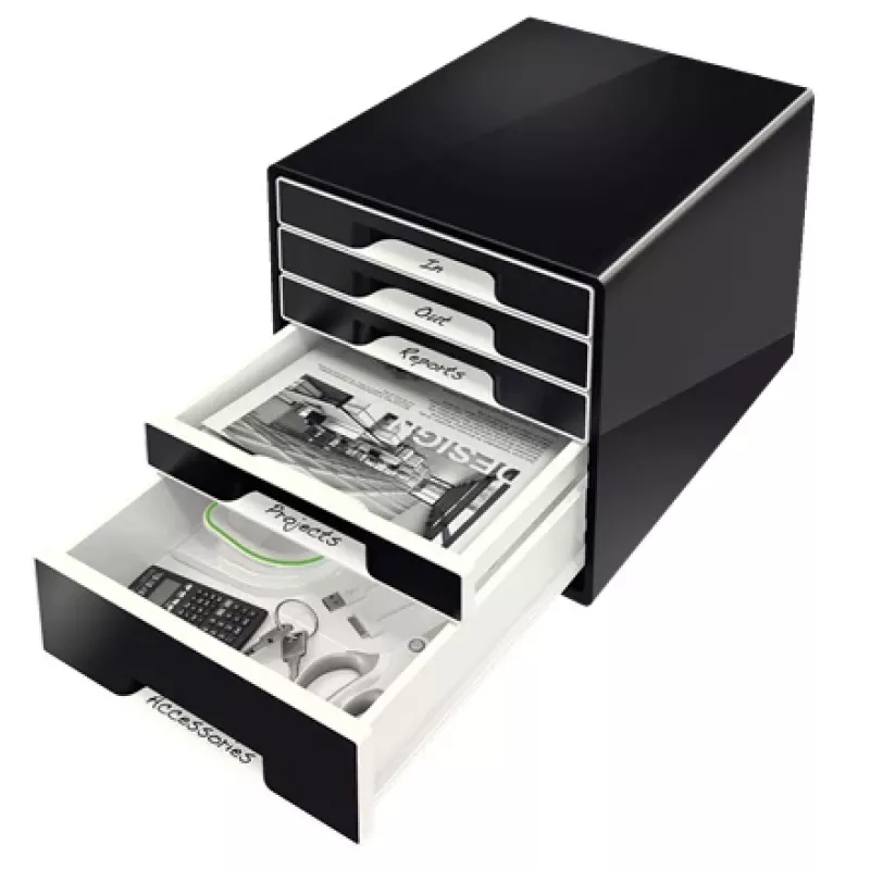 Leitz Desk Cube 5 cajones, 5 cajones, plástico, negro, 1 ud., 270 mm, 287 mm
