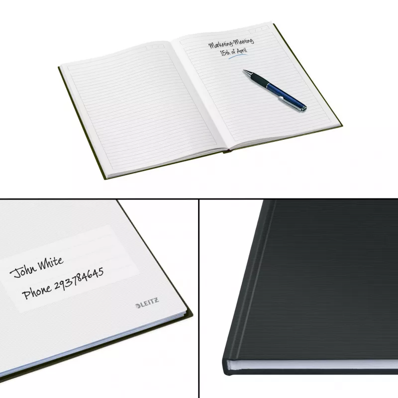 Leitz cuaderno Solid tapa dura A5 rayado 90 g 80 hojas, monocromático, negro, A5, 80 hojas, brillante, 80 g/m²