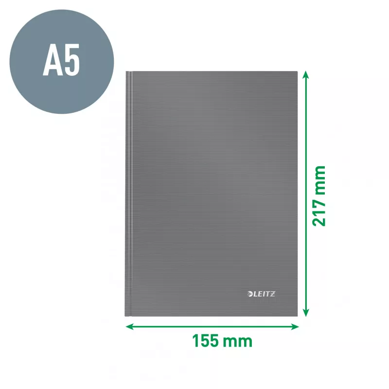 Leitz cuaderno Solid tapa dura A5 rayado 90 g 80 hojas, monocromático, negro, A5, 80 hojas, brillante, 80 g/m²
