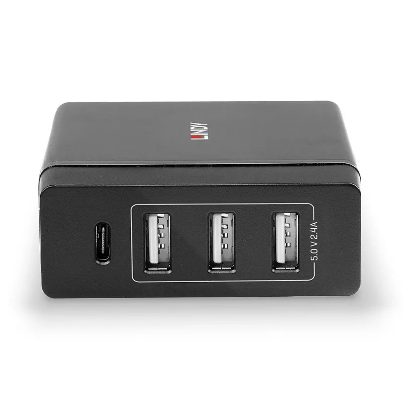 Cargador inteligente Lindy 4 puertos USB Type C y A con Power Delivery, 72W