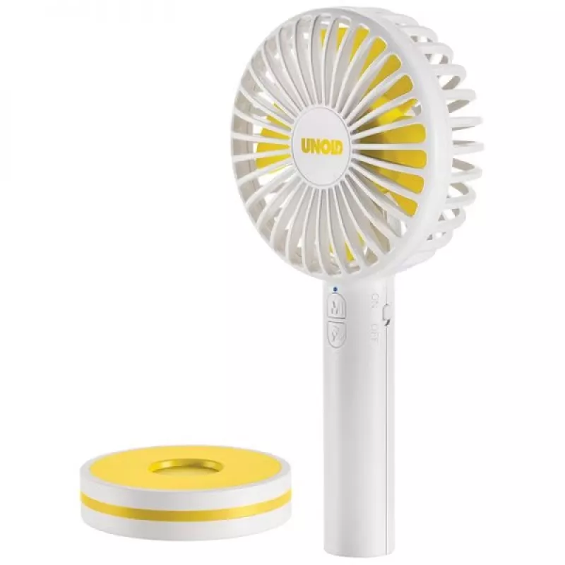 Ventilador de mano Unold Breezy 86610, blanco/amarillo